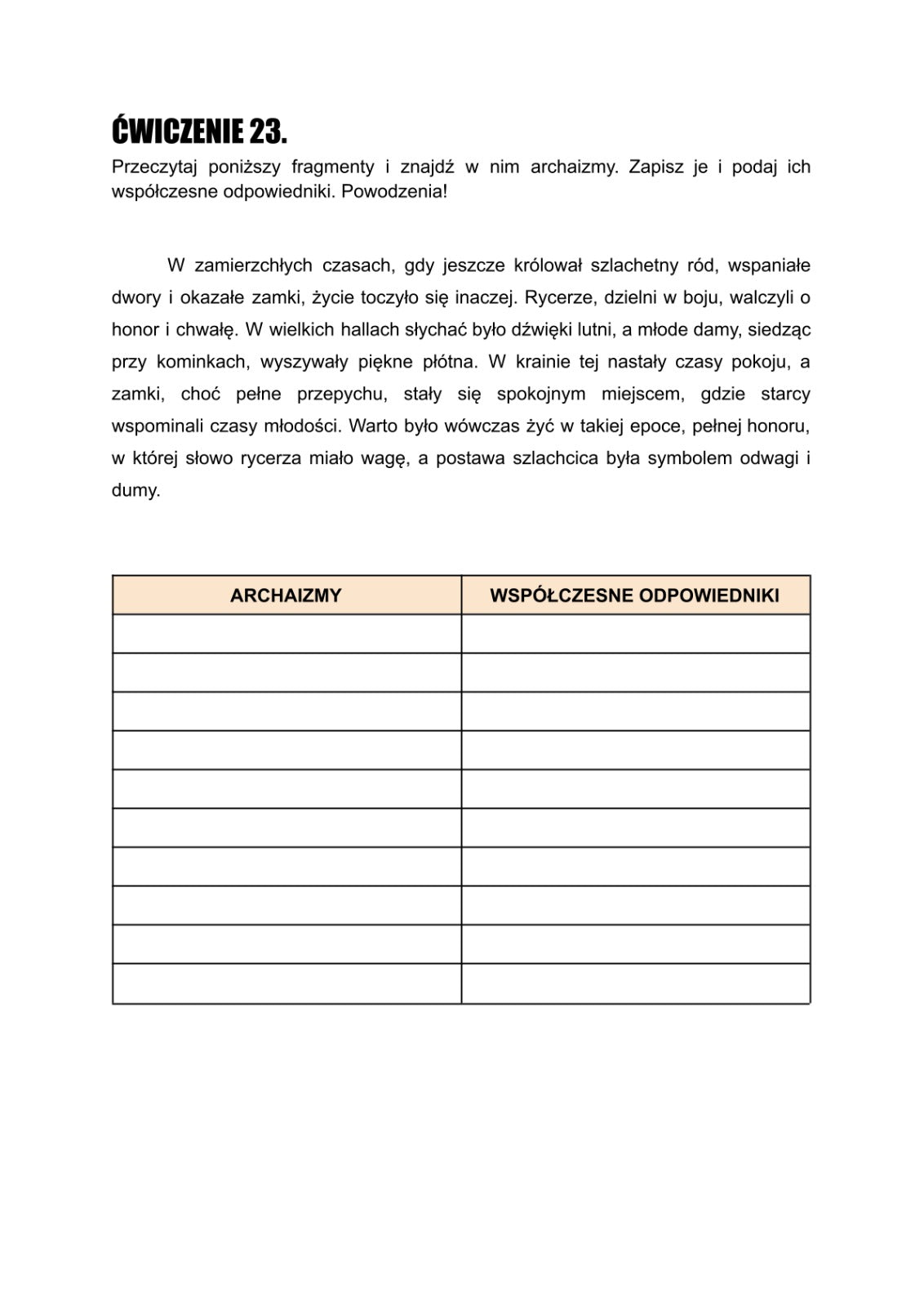 Wzbogacanie słownictwa - klasy 7-8