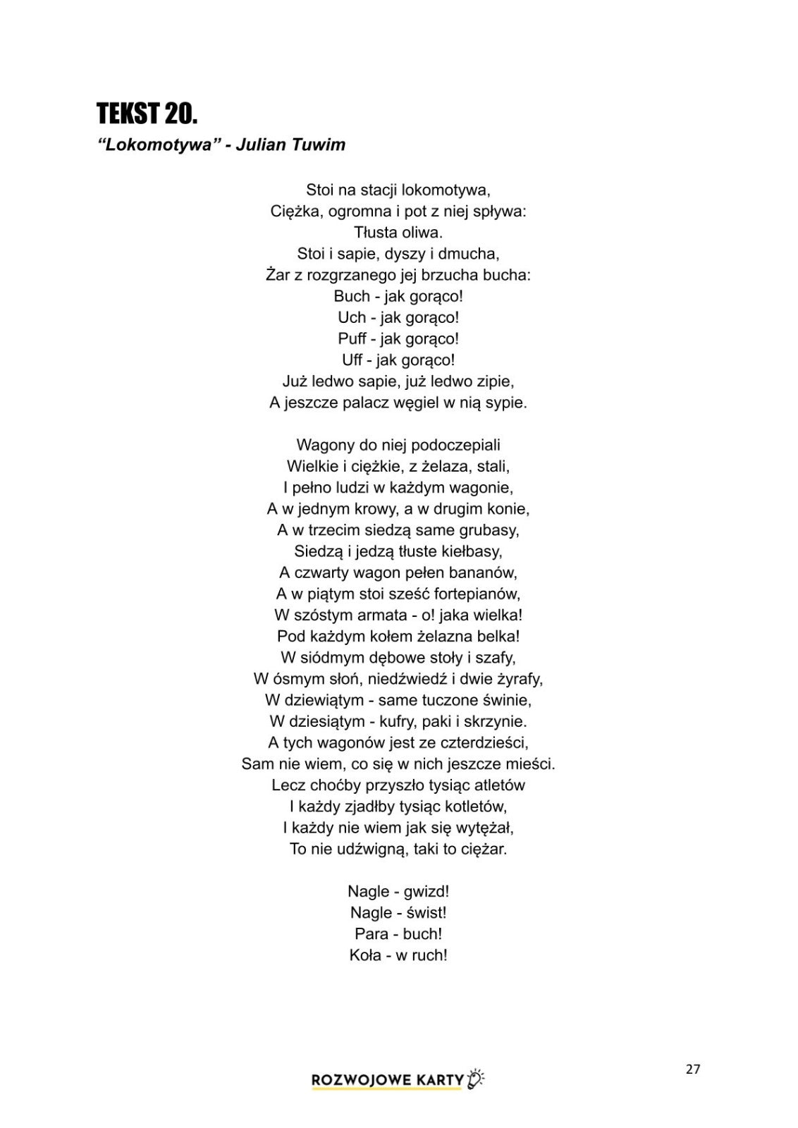 Czytanie ze zrozumieniem - klasy 1-3